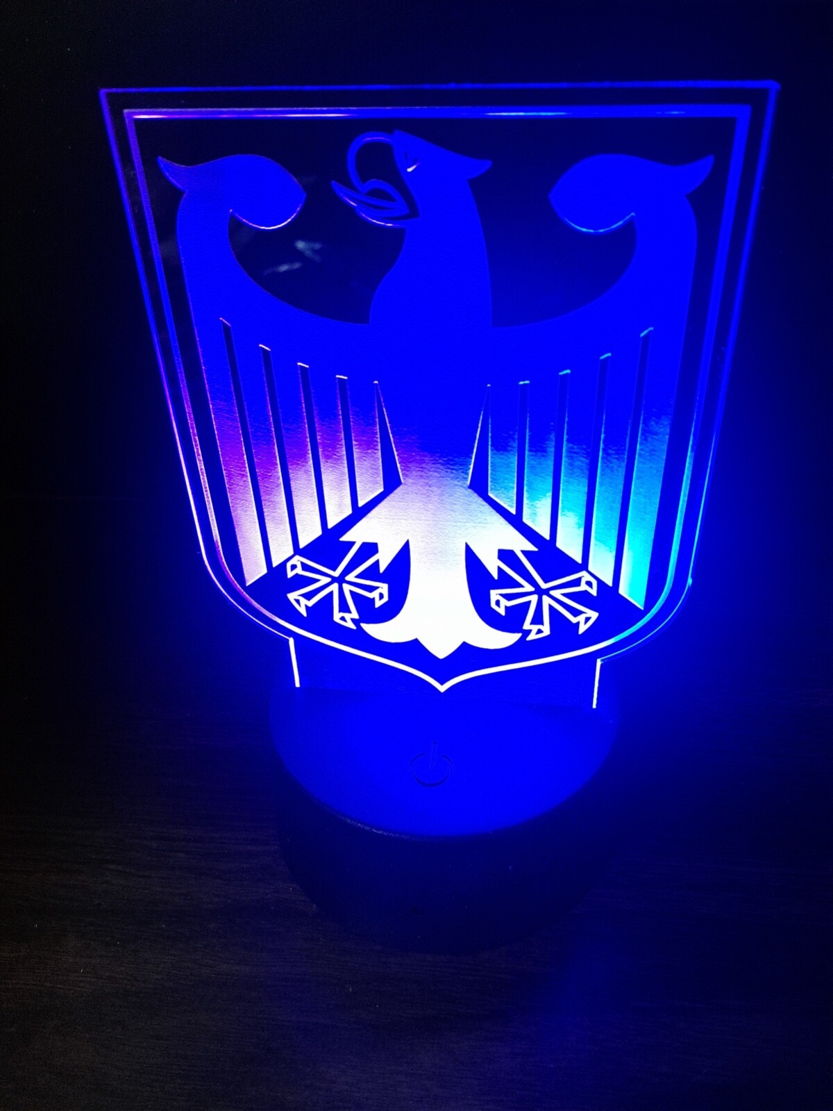 Edge Lit Tabletop Sign, Multi-Colored LED, Night Light German Coat of Arms
