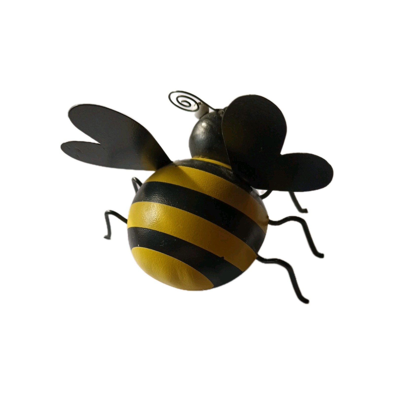 METAL BEE INSIDE OR OUTSIDE DECOR BLACK YELLOW FREE STANDING