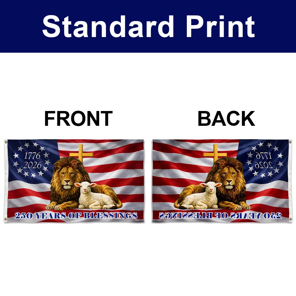 250 Years of Blessings Jewish The Lamb And Lion Patriotic Flag Banner 3x5Feet