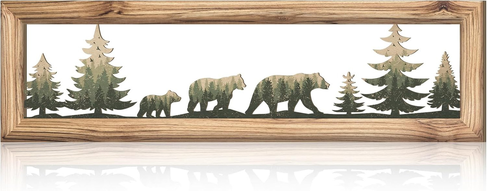 Woodland Bear Wall Art 16 Inch Wood Frame Metal Rustic Forest Animal Wall Decor