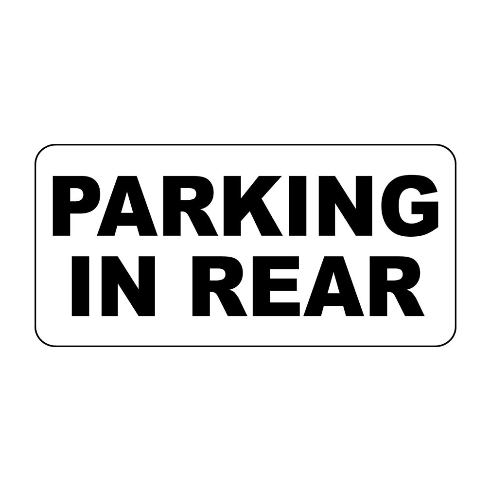Parking In Rear Black Retro Vintage Style Metal Sign – 8 In X 12 In With Holes