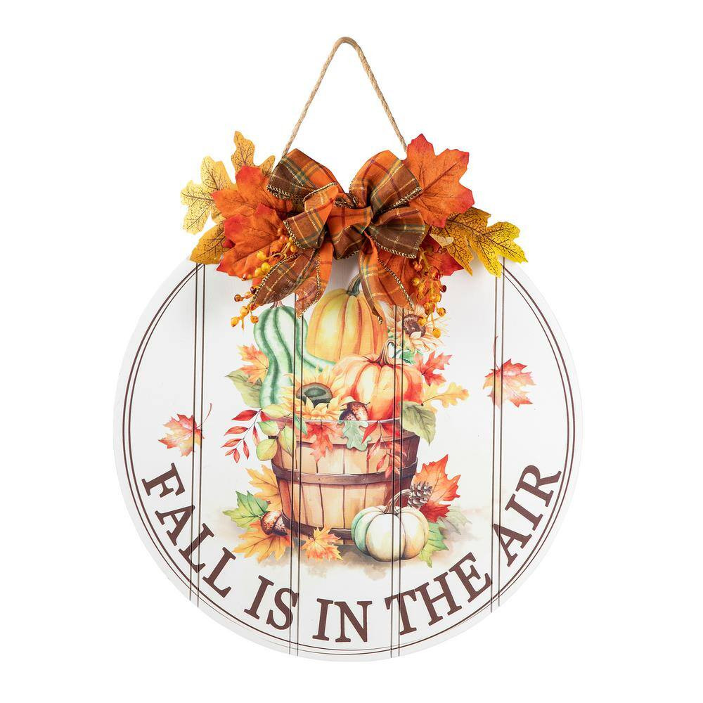 15 In. D Fall Wooden round Word Sign Door Hanger