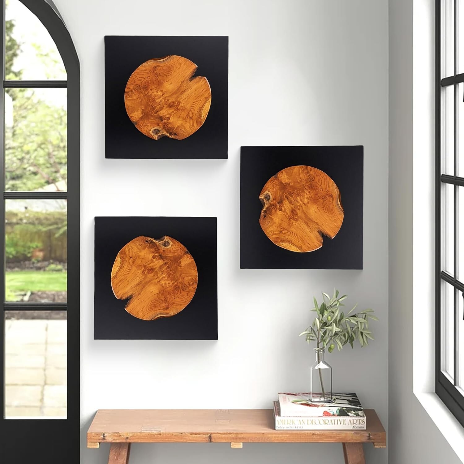Rustic Teak Wood Wall Decor 17”x 17” Farmhouse Live Edge Wall Art Decor Gifts