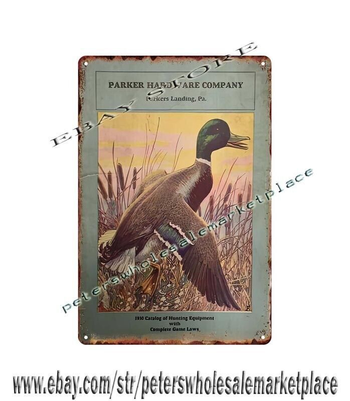 1937 HUNTING mallard duck Parker Hardware Co PARKER’S LANDING, PA. metal tin