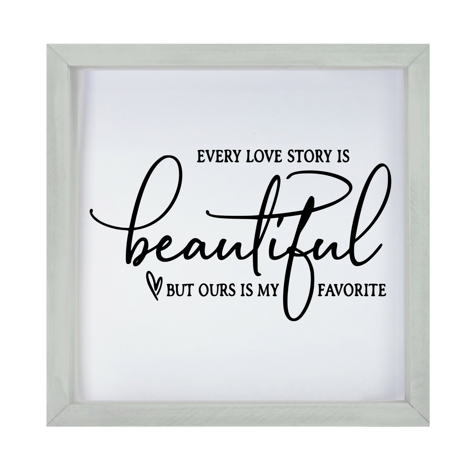 Inspirational 7×7 Wooden Framed Shadow Box Modern Wall Art Decor – Love Story