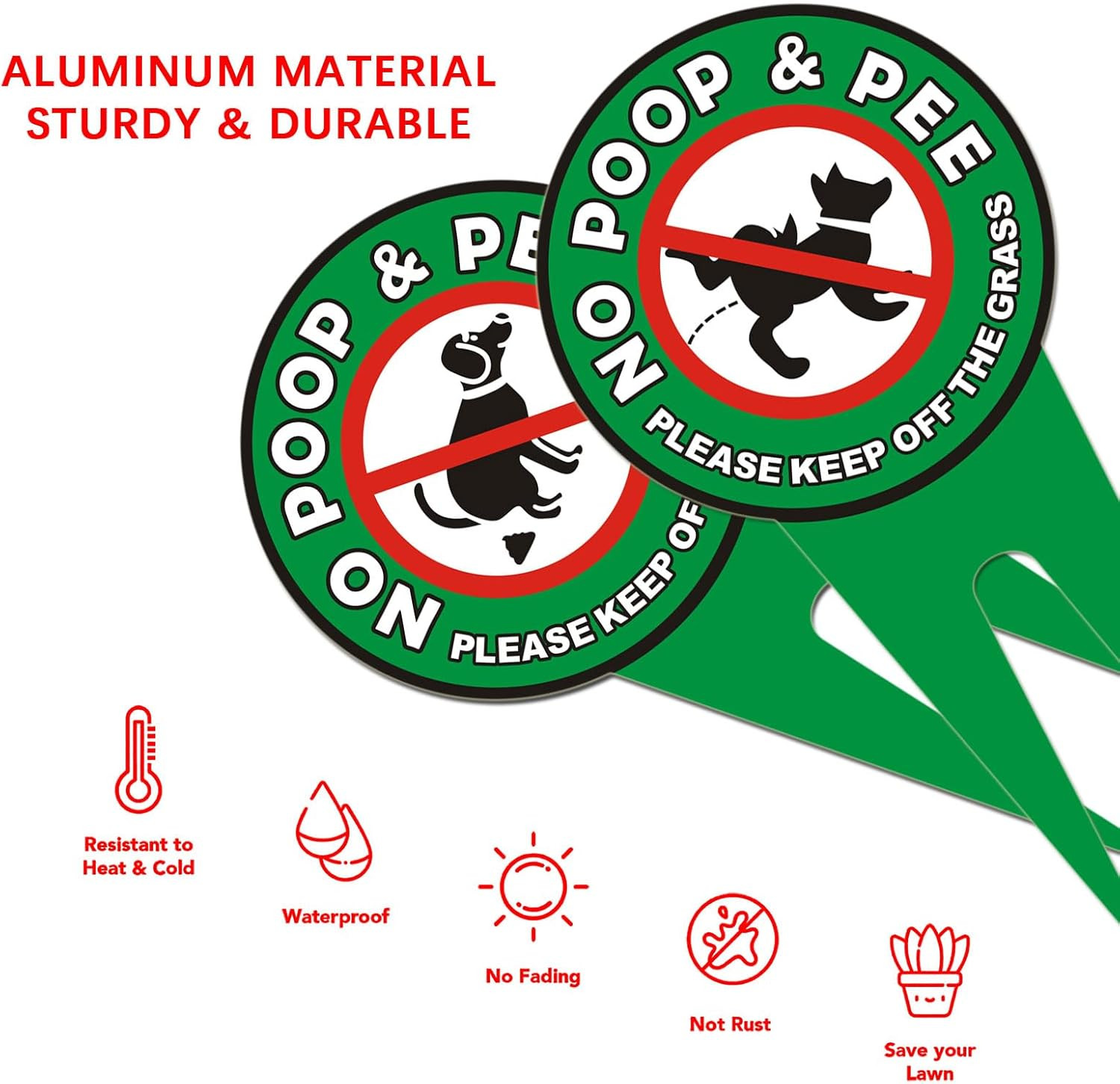 2 PCS No Dog Poop Signs for Yard, 14 X 8 Inch Double Sided PLEASE KEEP off the G