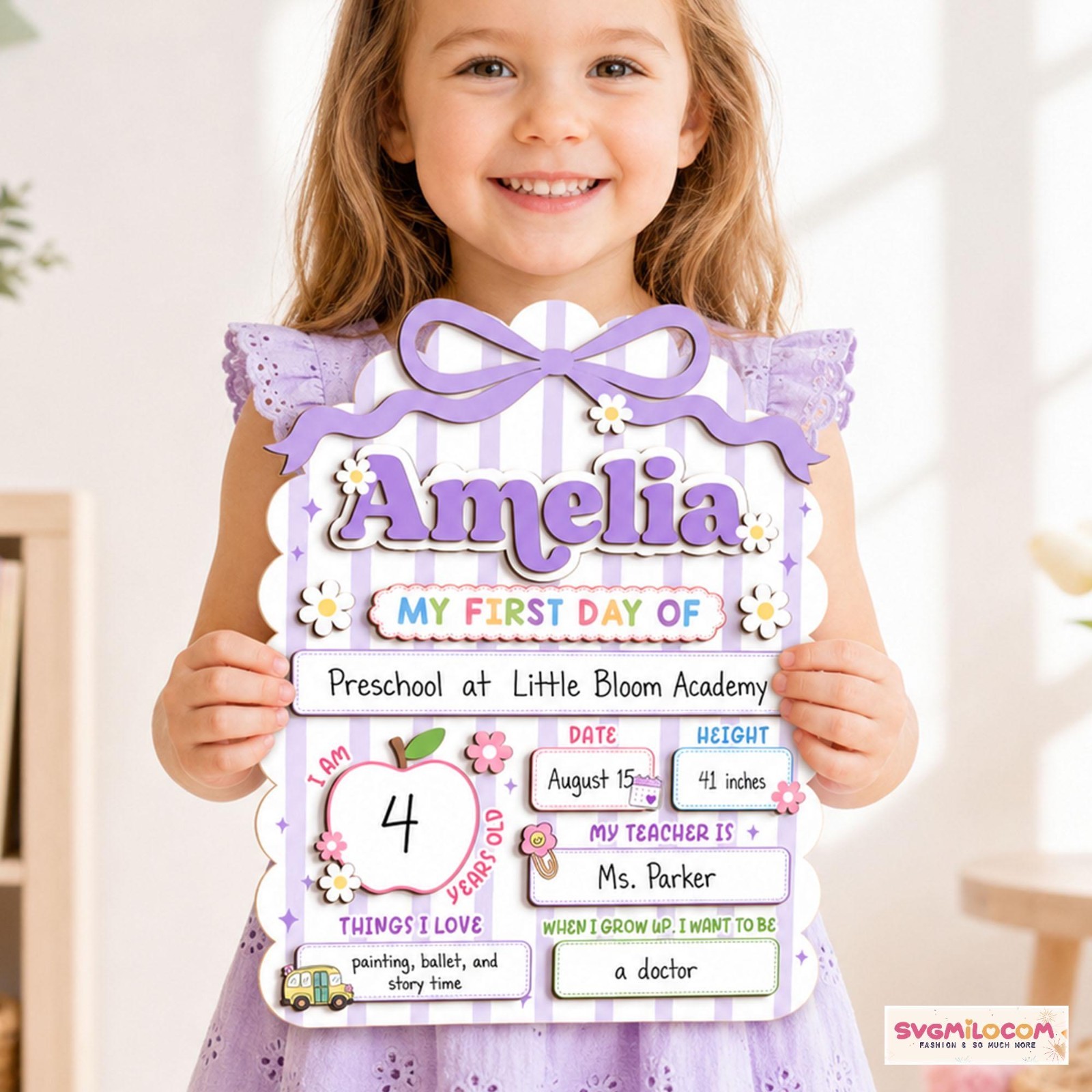 Custom First Day School Sign, Reusable Back to School Photo Board
