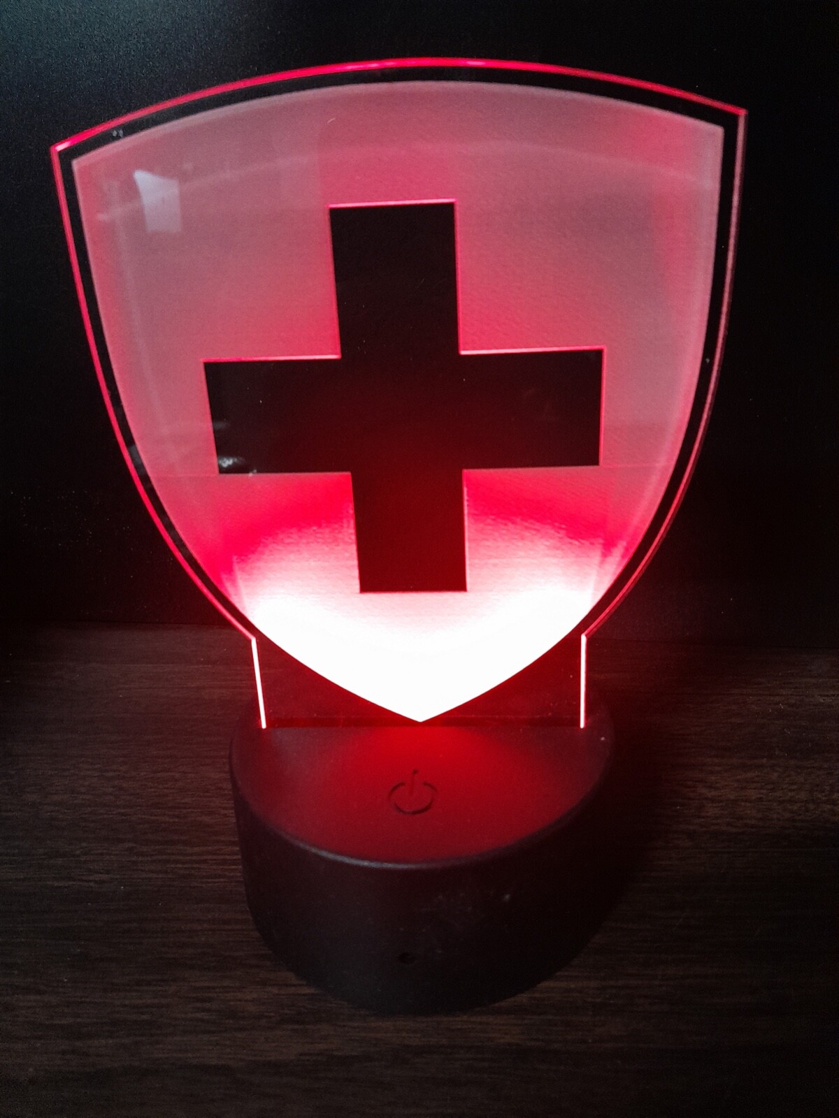 Edge Lit Tabletop Sign, Multi-Colored LED Night Light Switzerland Coat of Arms