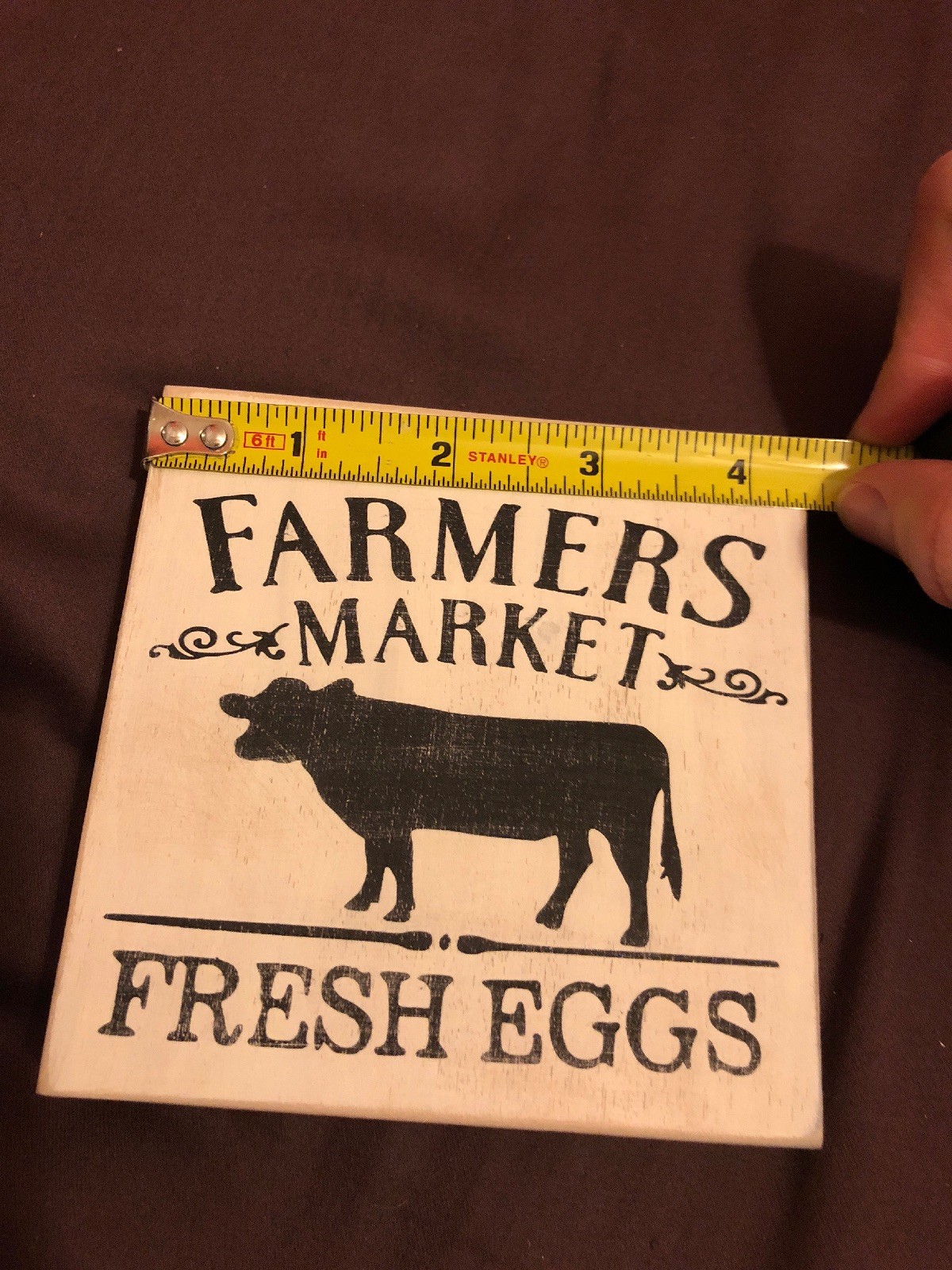 Farmhouse Wooden Plaque 4 1/2 In. Fresh Eggs. White & Black
