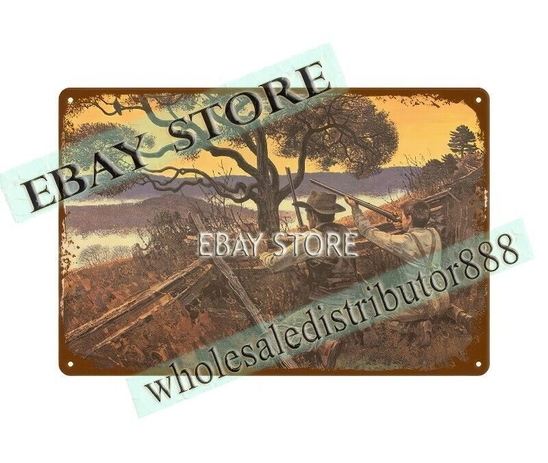 1820s wild turkey hunters sporting firearm ARMS HUNTING metal tin sign old signs