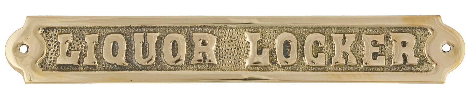 Polished Brass Sign Door Plaque “Liquor Locker” Liquor Cabinet