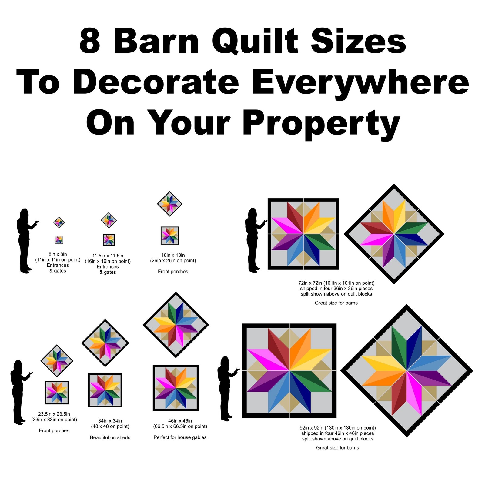 Barn Quilt Square, 8 Sizes, Outdoor & Indoor Wall Art, Home Decor, BQ012-09