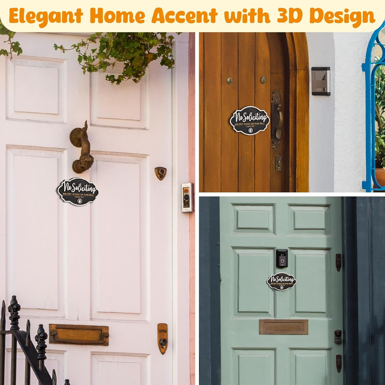 No Soliciting Sign for House Door – Do Not Knock or Ring Doorbell Sign for Front
