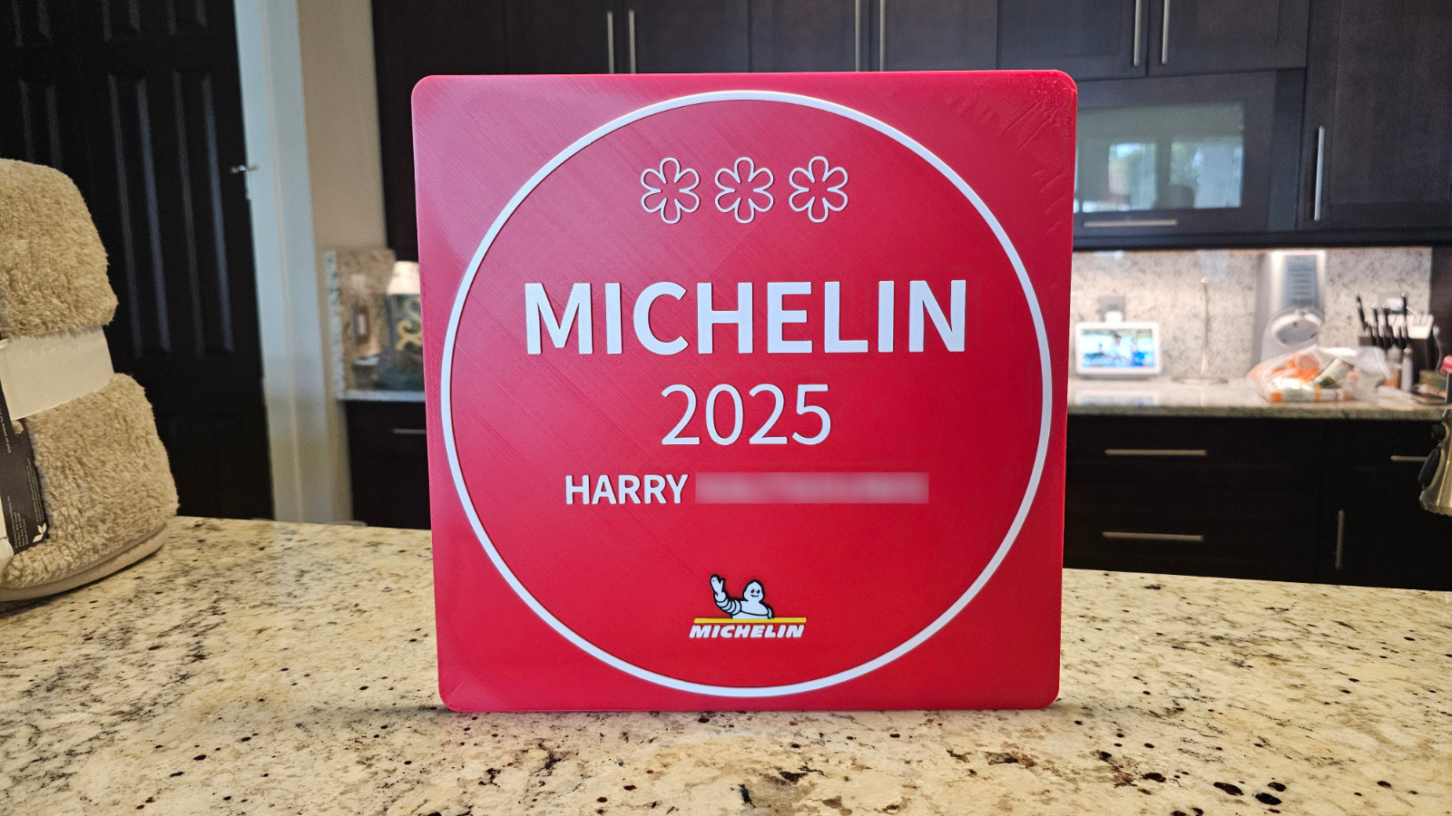 Custom 2-Sided Michelin Star Wall Plaque, Gift For Chef, Cook, Restaurant or MOM