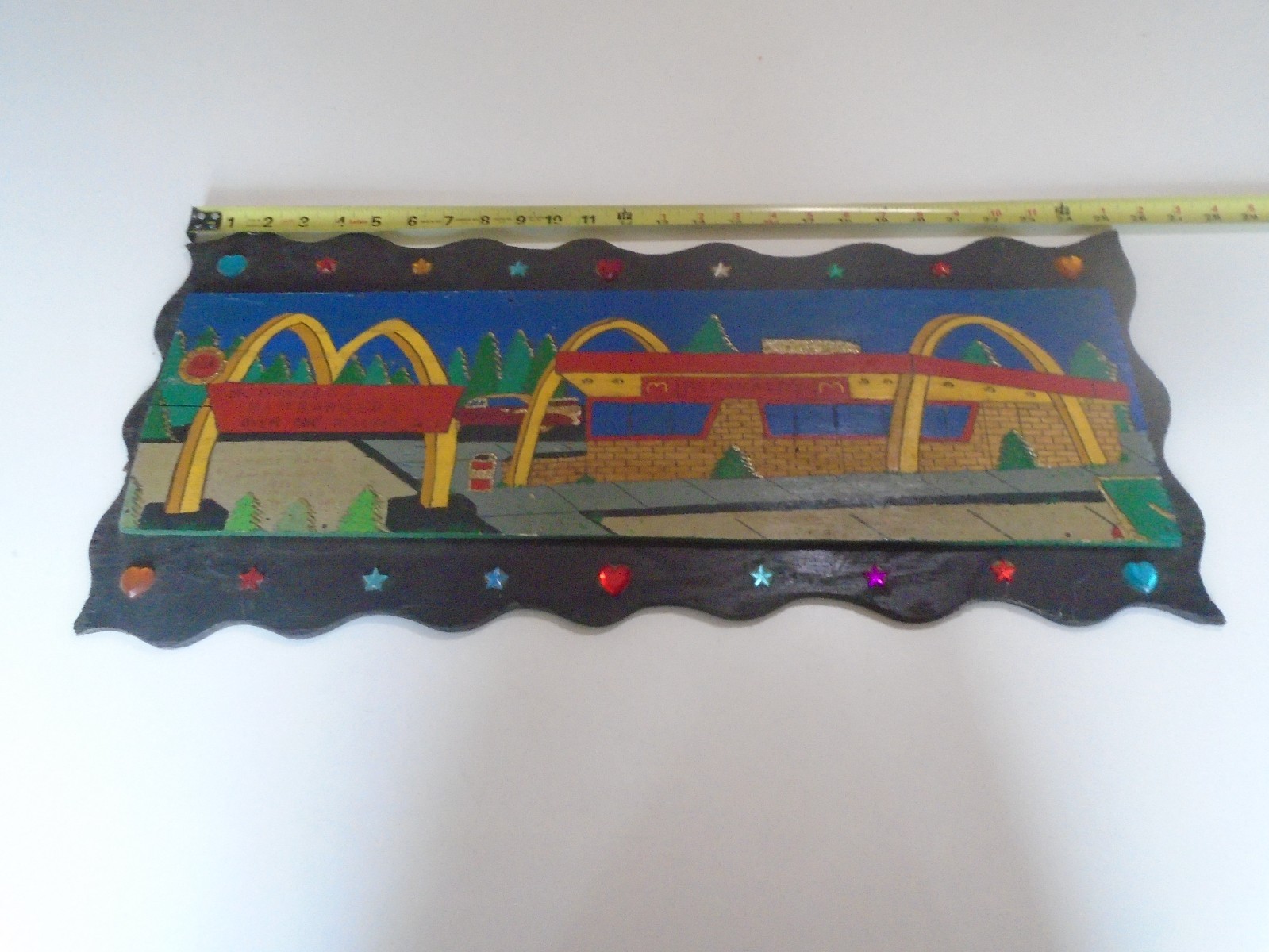 Vintage Wood Hand Painted McDonalds sign 25” x 11” made in usa one of a kind