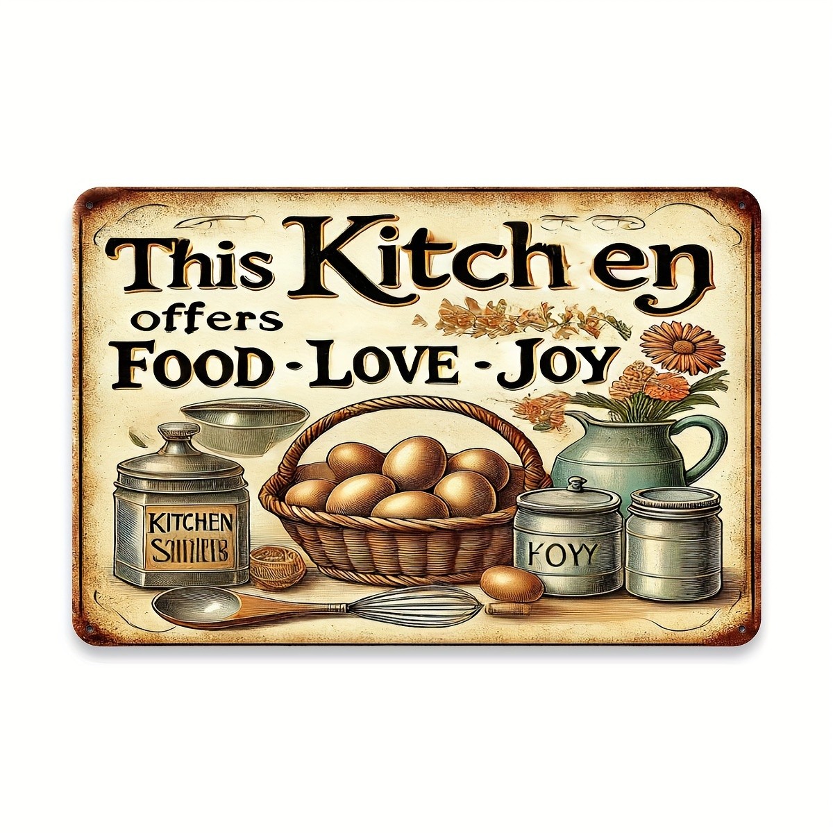2D Flat Farmhouse Kitchen Tin Sign 8×12 Inch Metal Wall Art
