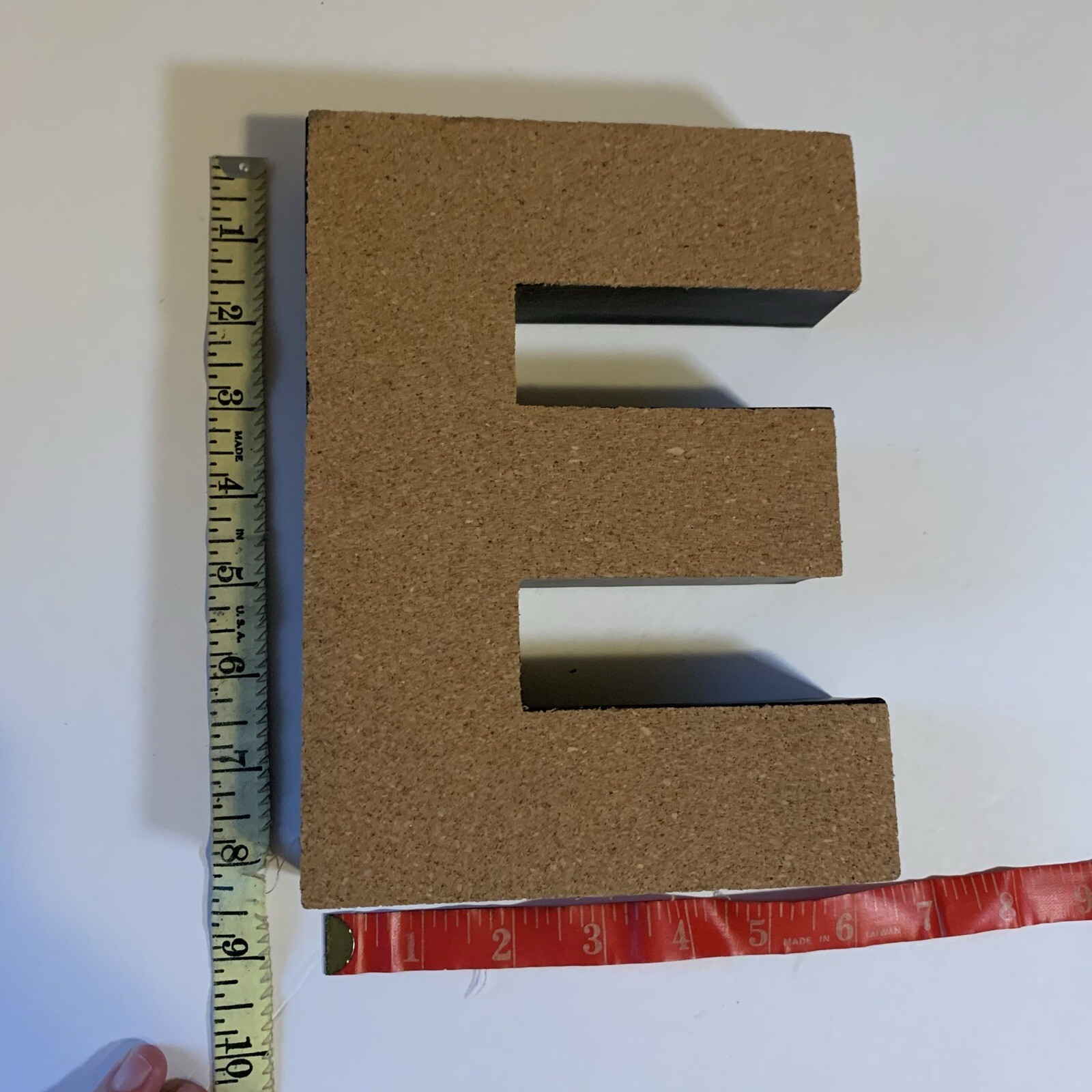 WALL LETTER E Cork 8 inch Tall Home Decor Shelf Sitter
