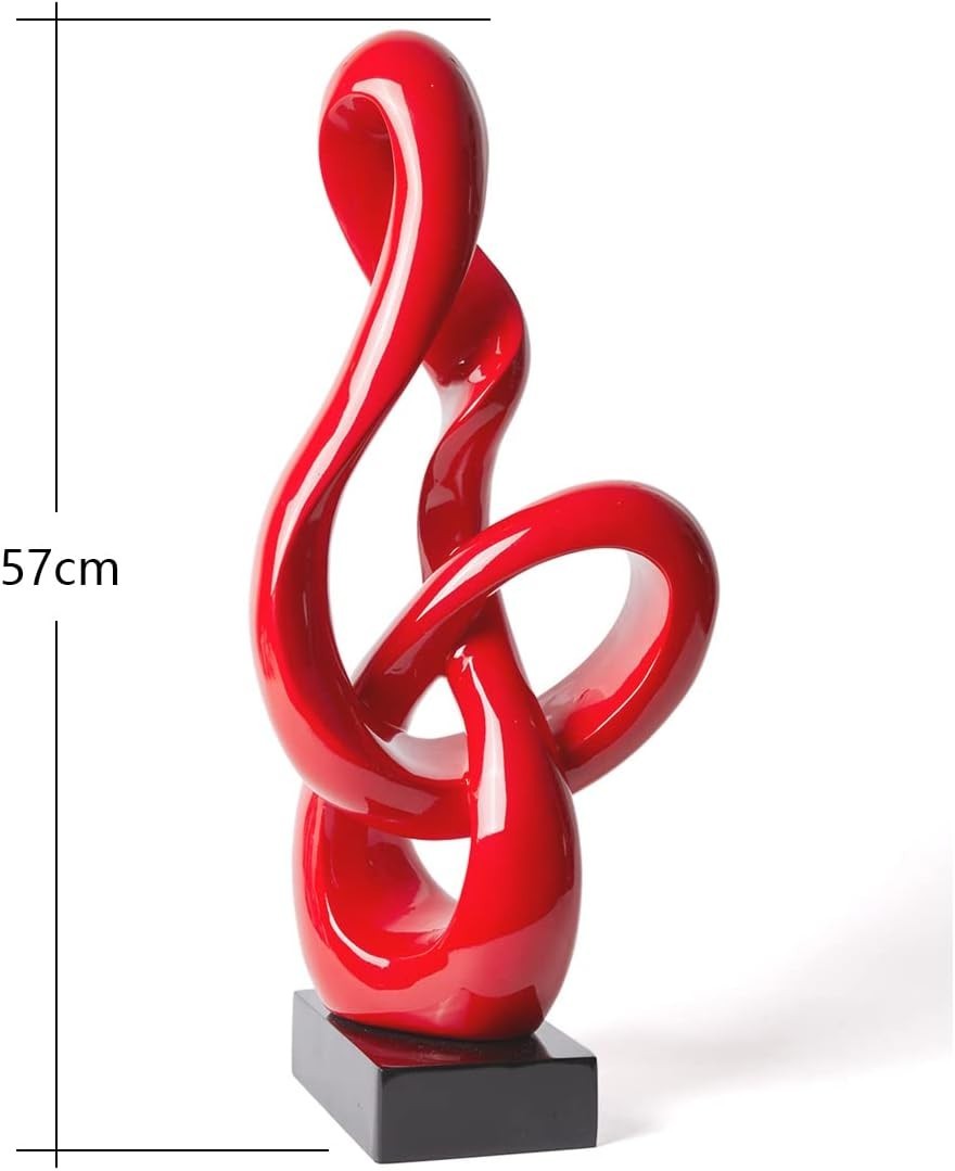 Modern Polyresin Music Note Sculpture Red 22.5 Inch Treble Clef Home Decor