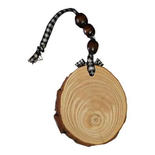 HAND MADE WOOD ROUND BEARY CUTE BEADED CHRISTMAS ORNAMENT 4.5IN