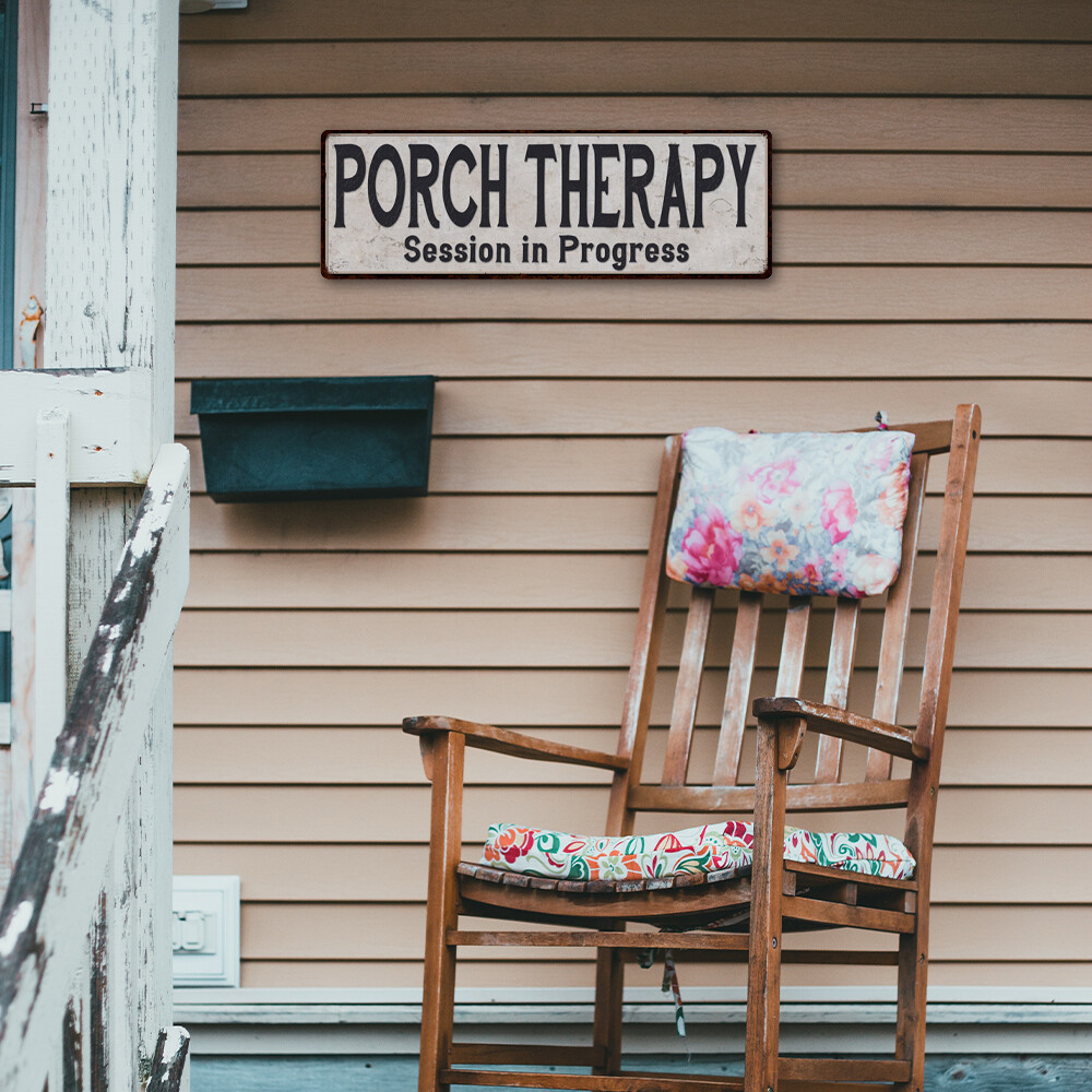 Porch Therapy Vintage Look Reproduction Black White Metal Sign 106180023039