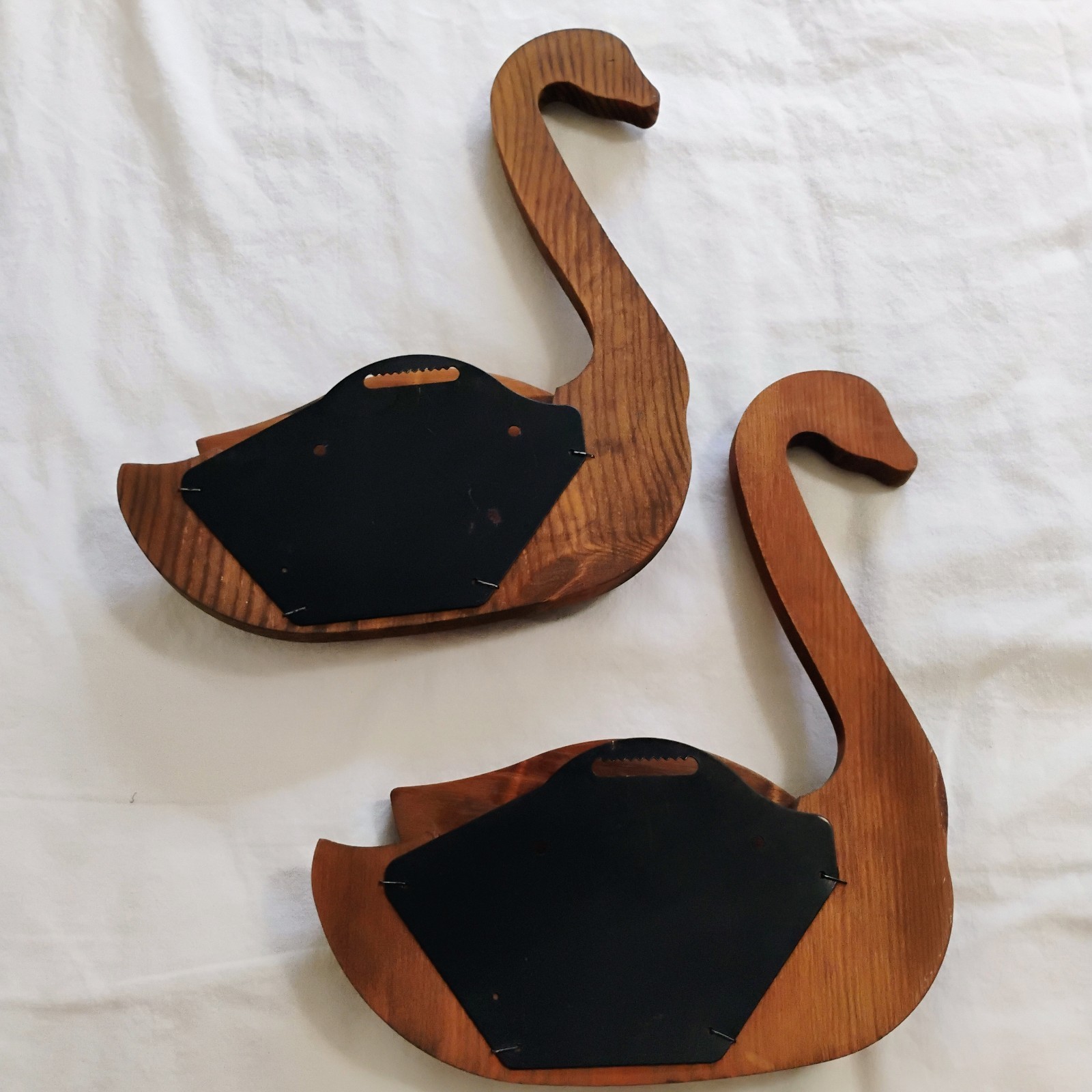 Vintage Wooden Duck Or Goose Wall Pocket Pair Set Of 2 Country Chic 90s Style