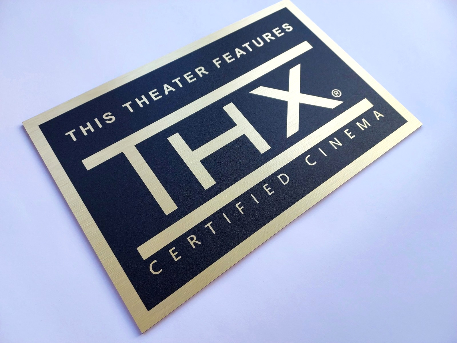 THX Wall Sign Brushed Gold Aluminum Plaque Home Theater Media Room Decor USstock