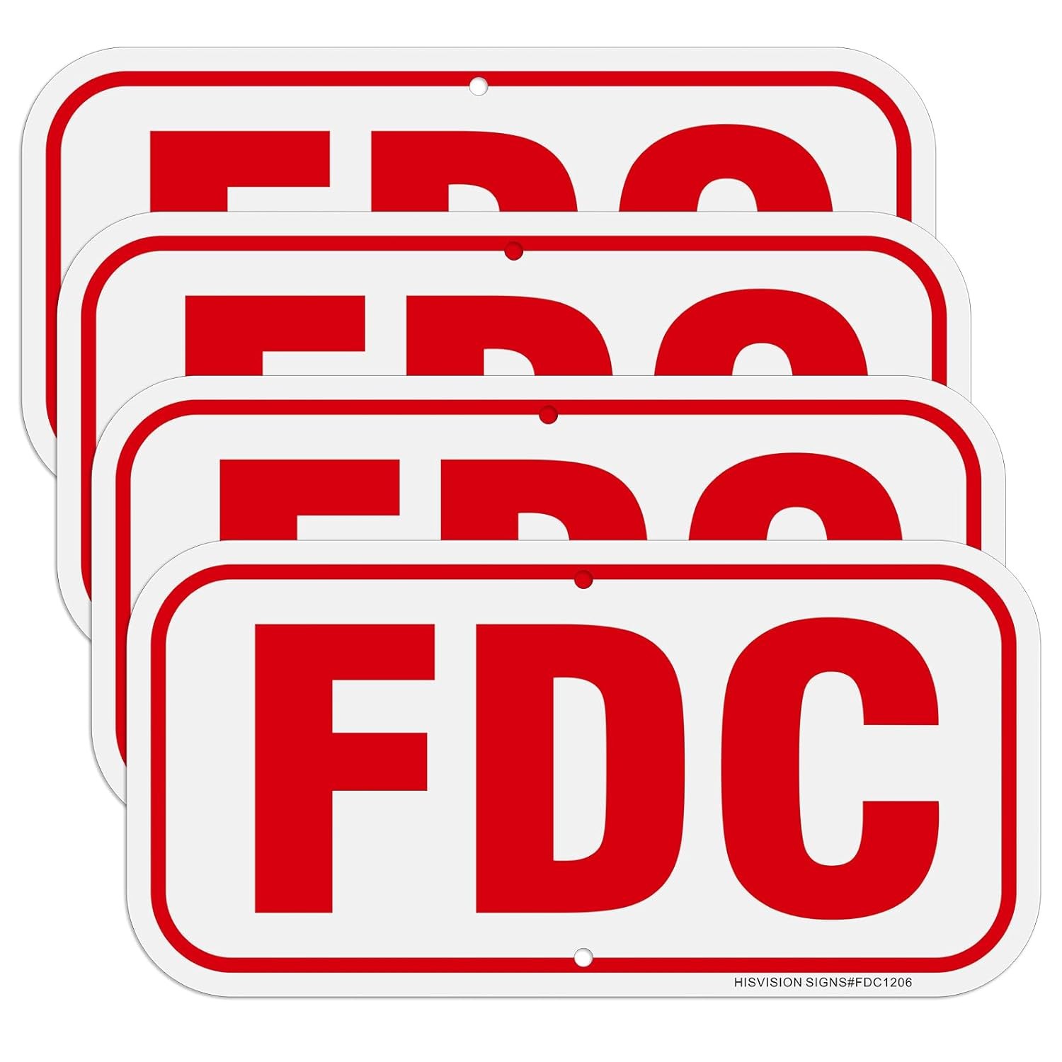 FDC Sign,Fire Department Connection Sign,4Pack-12″X6″,.40 12 x 6 inches, Red