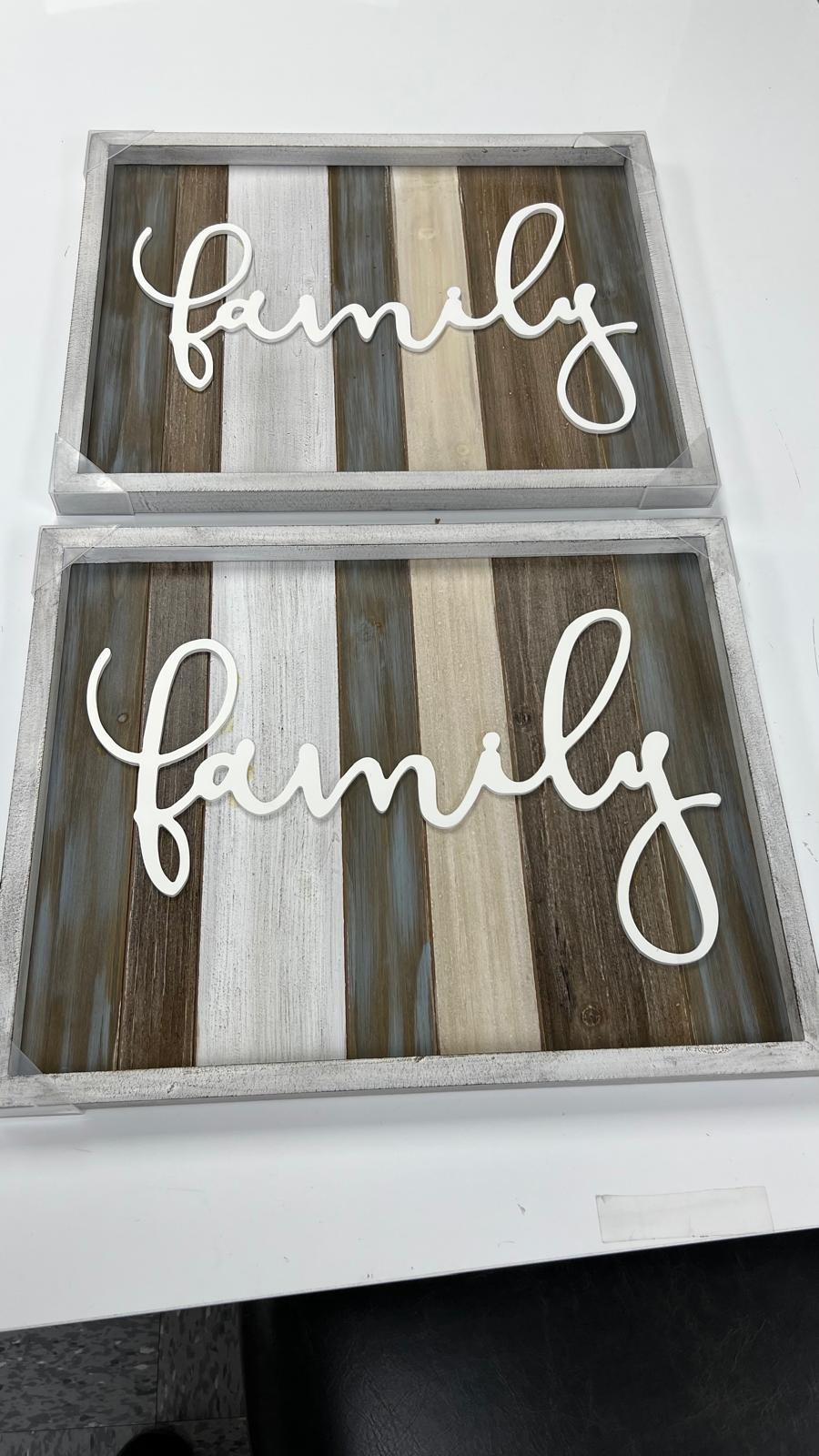 Rustic Multicolor Wood Wall Sign – “Family” Script Décor