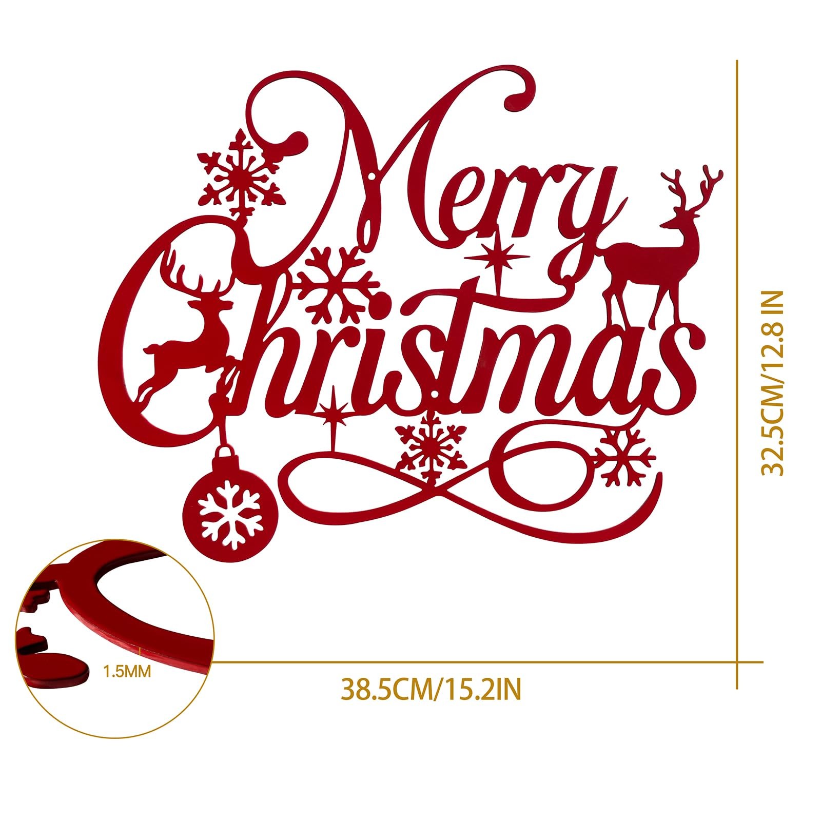 Metal Merry Christmas Wall Decor Christmas Sign Letter Decorative Hanging Pla…