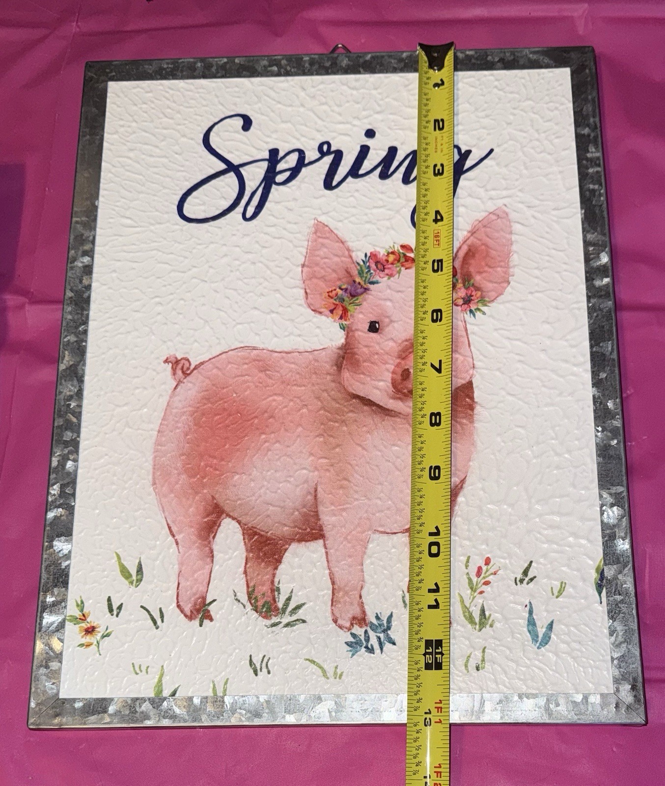 The Pioneer Woman Spring Pig Country Wood/Metal Wall Hanging Plaque 12in