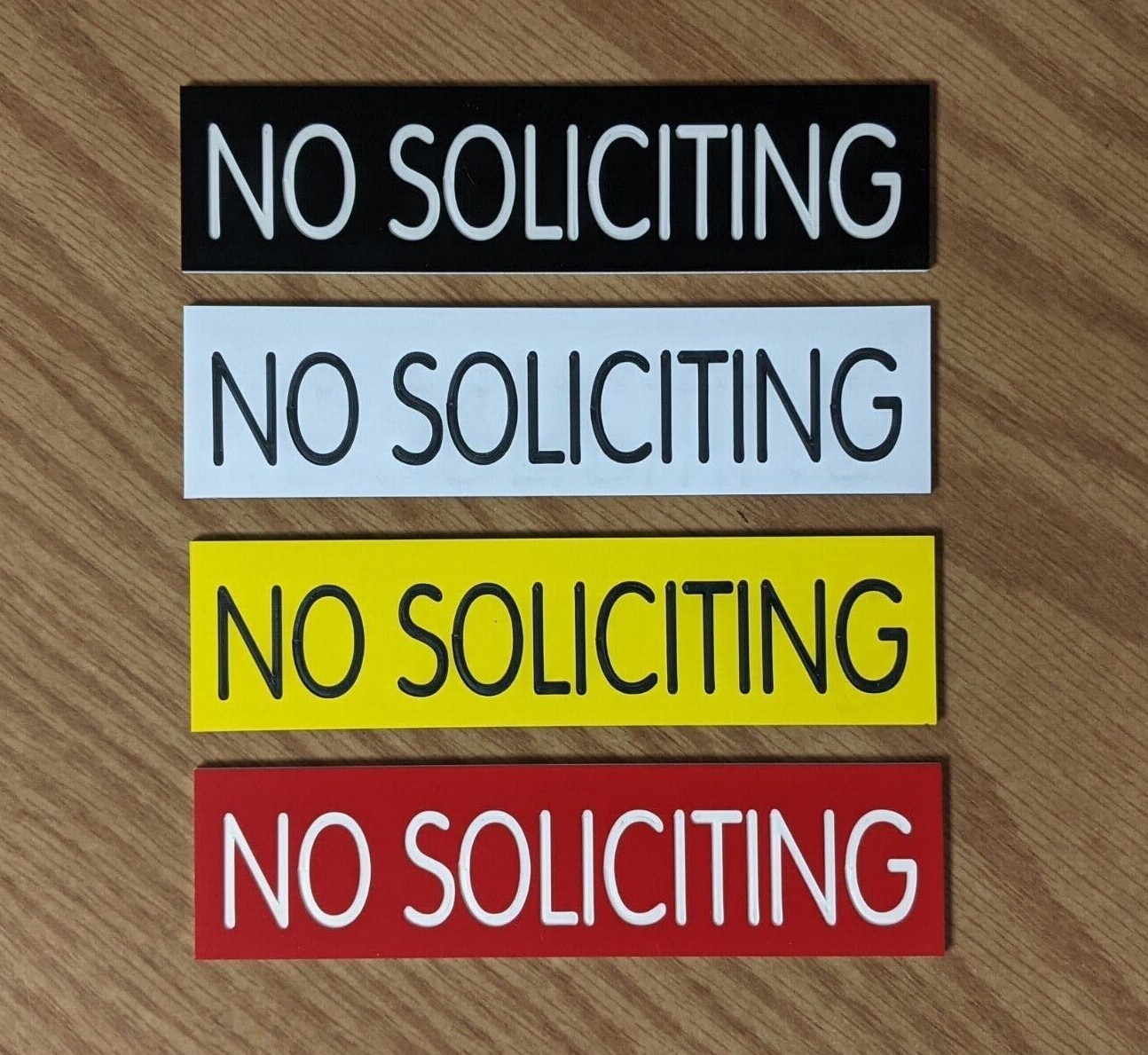 Engraved 1×4 NO SOLICITING Door Sign Wall Plaque Fence Keep Out Engraving Signs