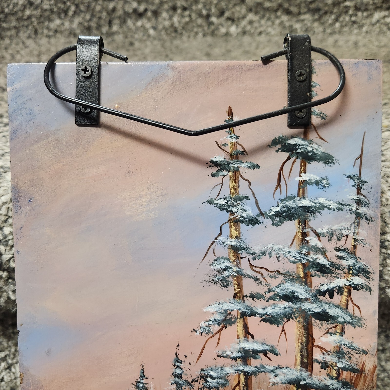Hand Painted Signed Alice Anderson Wall Plaque Wildlife Deer In Woods 9-7/8 X 6″