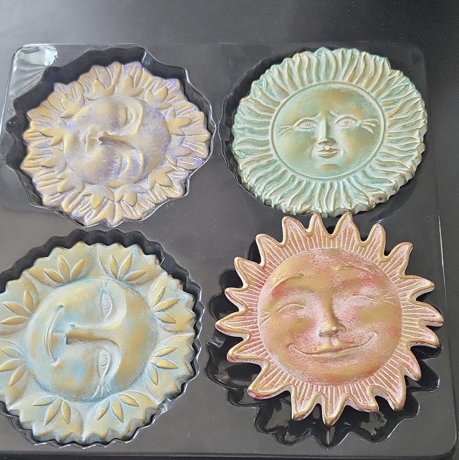 Grasslands Road Mini Ceramic Sun Wall Plaques Set of 6 Multicolor Hanging