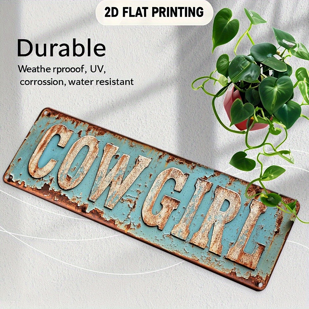 Cowgirl Turquoise Rusty Western Vintage Metal Sign Tin Wall Decoration Plaque