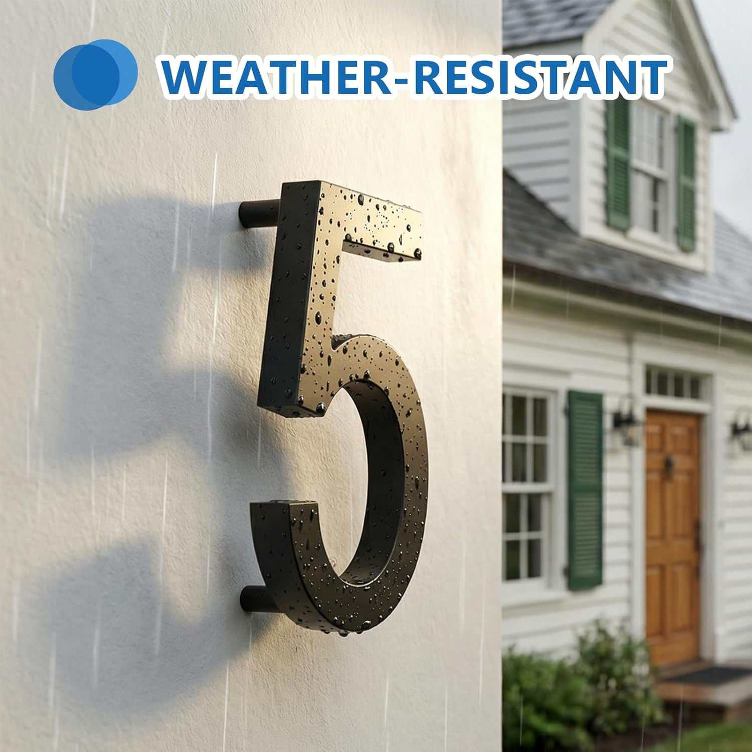 8 Inch Large Modern House Numbers for Outside, Easy Floating & Adhesive Back Ins