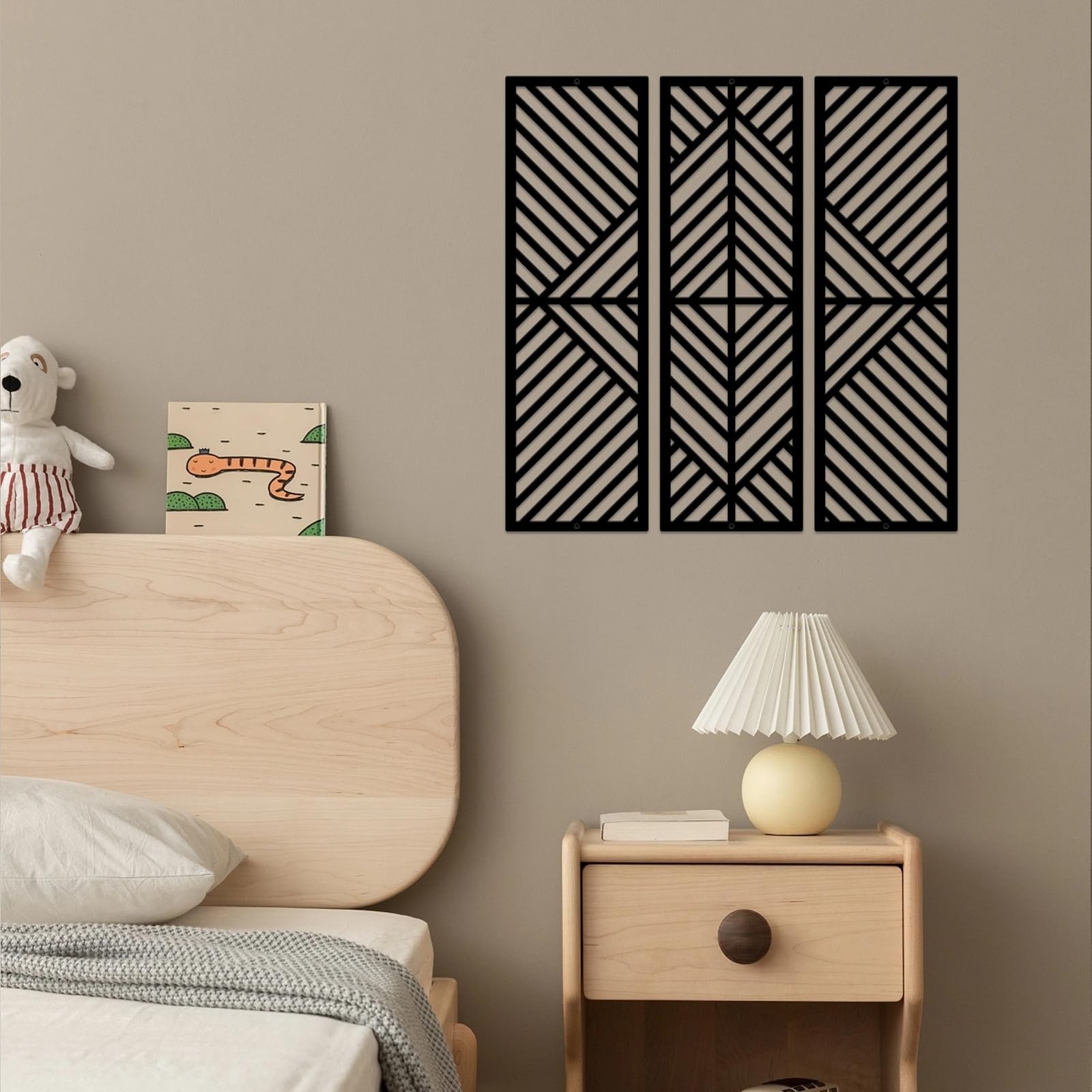 3 PCS Geometric Home Metal Wall Decor Abstract Minimalist Black 22×22 Inch