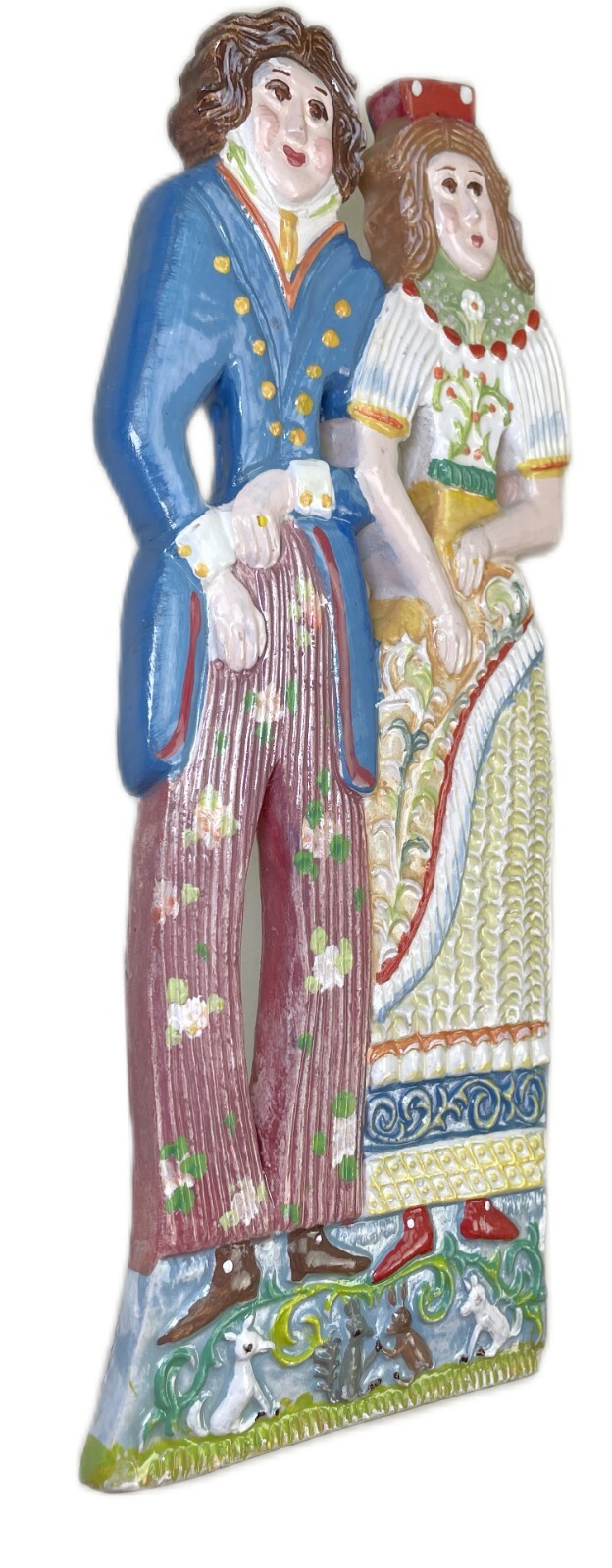 Laxa Newlyweds Cookie Mold Figurine Painted Ceramic Wall Art Plaque