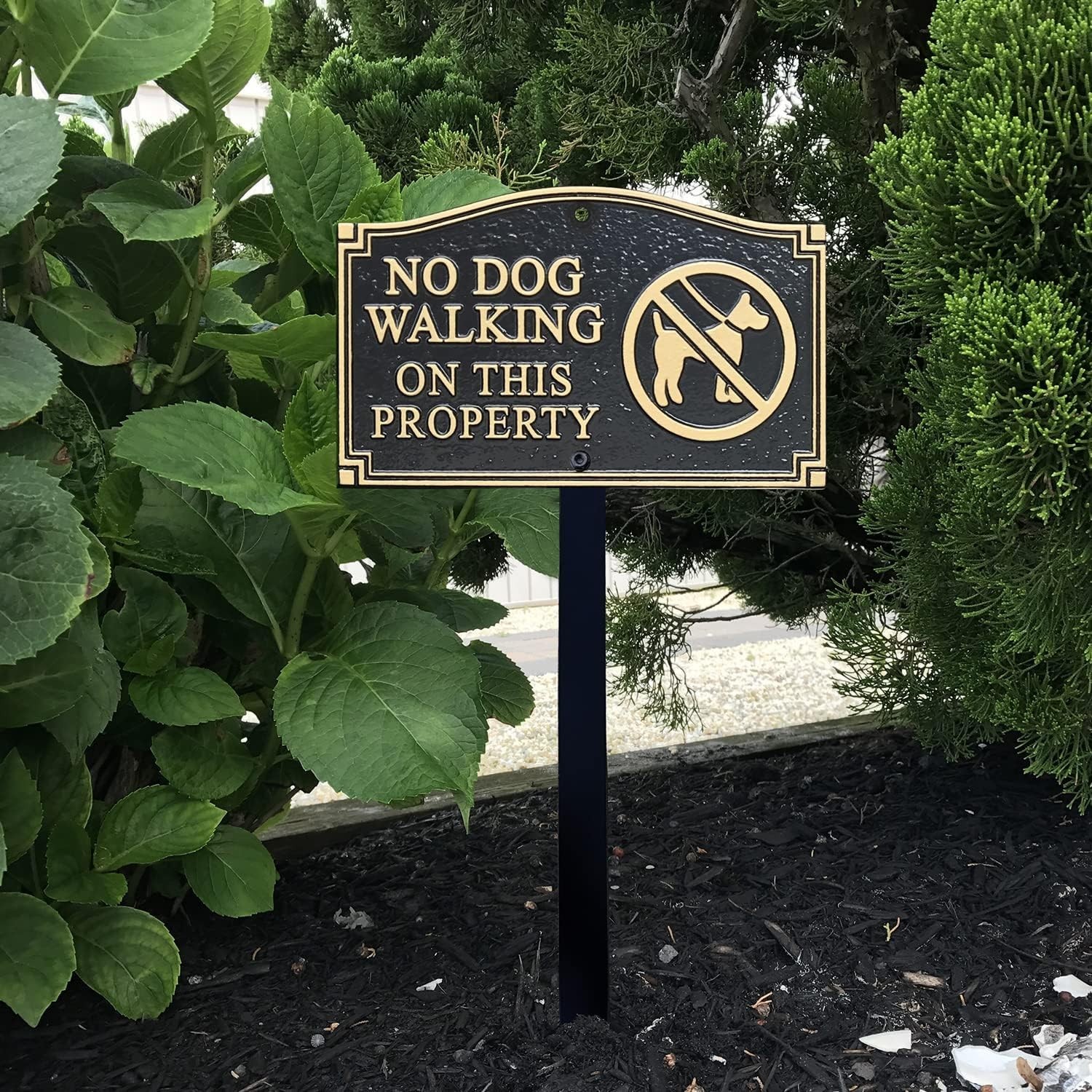 “No Dog Walking” Statement Plaque on Stake | 5.75″ x 9.5″