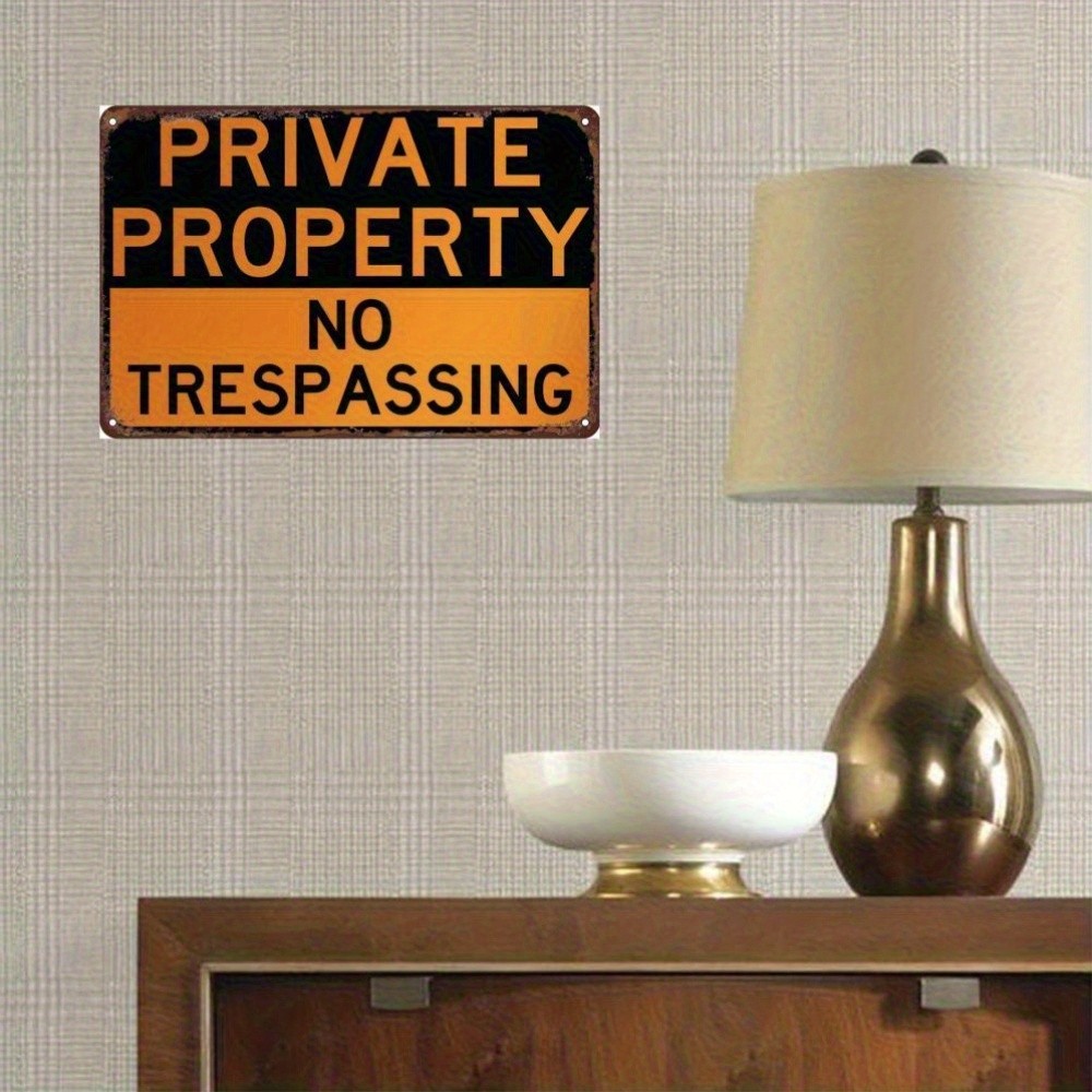 Private Property No Trespassing Vintage Metal Sign Home Yard Entrance Gate Decor