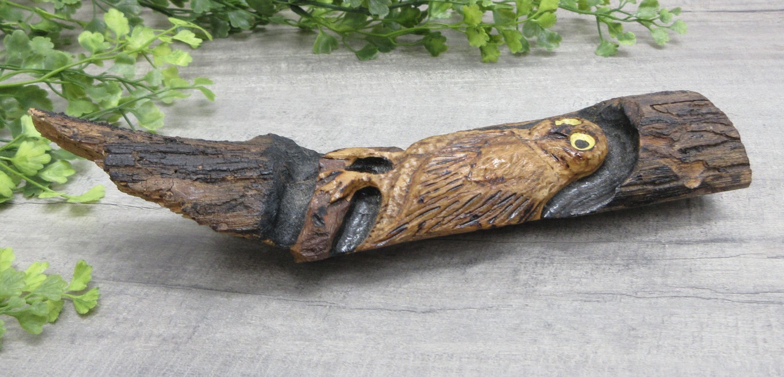 Hand Carved Owl Natural Wood Wall Hanging Decor Rustic Primitive Art Woodland