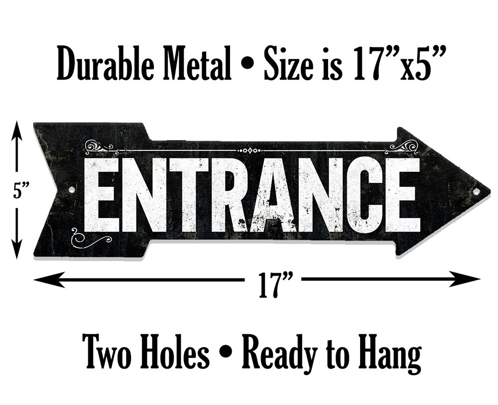 Metal Sign – Vintage Entrance Metal Arrow – Directional Arrow Sign – Durable