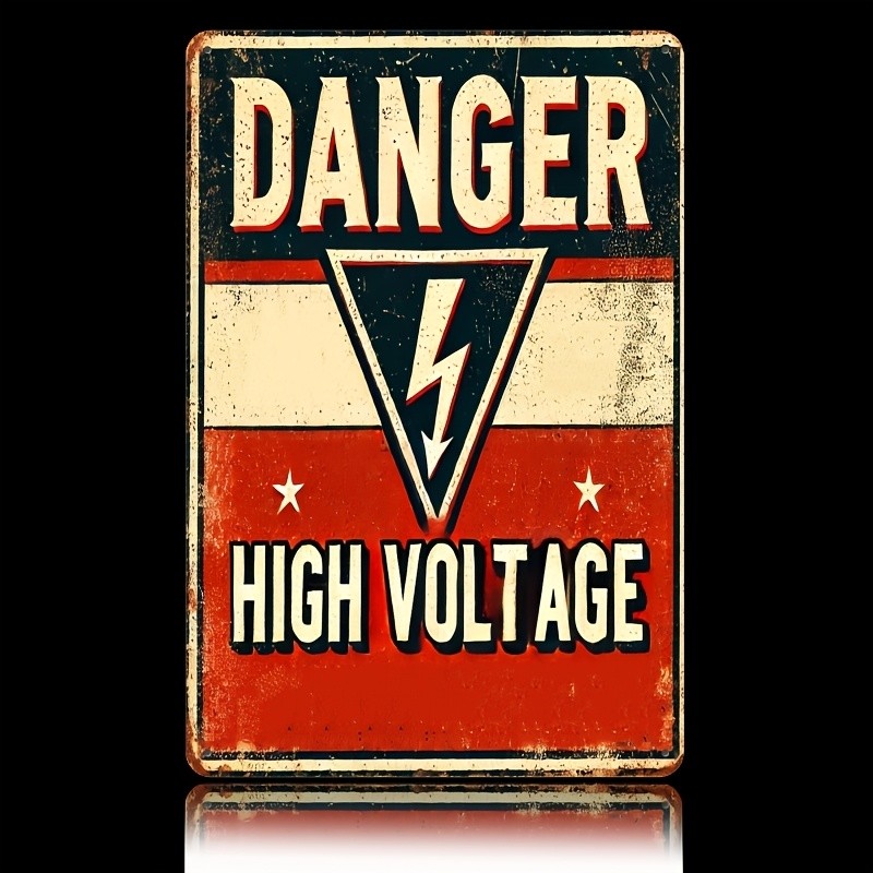 Industrial Warning Metal Sign Danger High Voltage Vintage Hanging Decoration