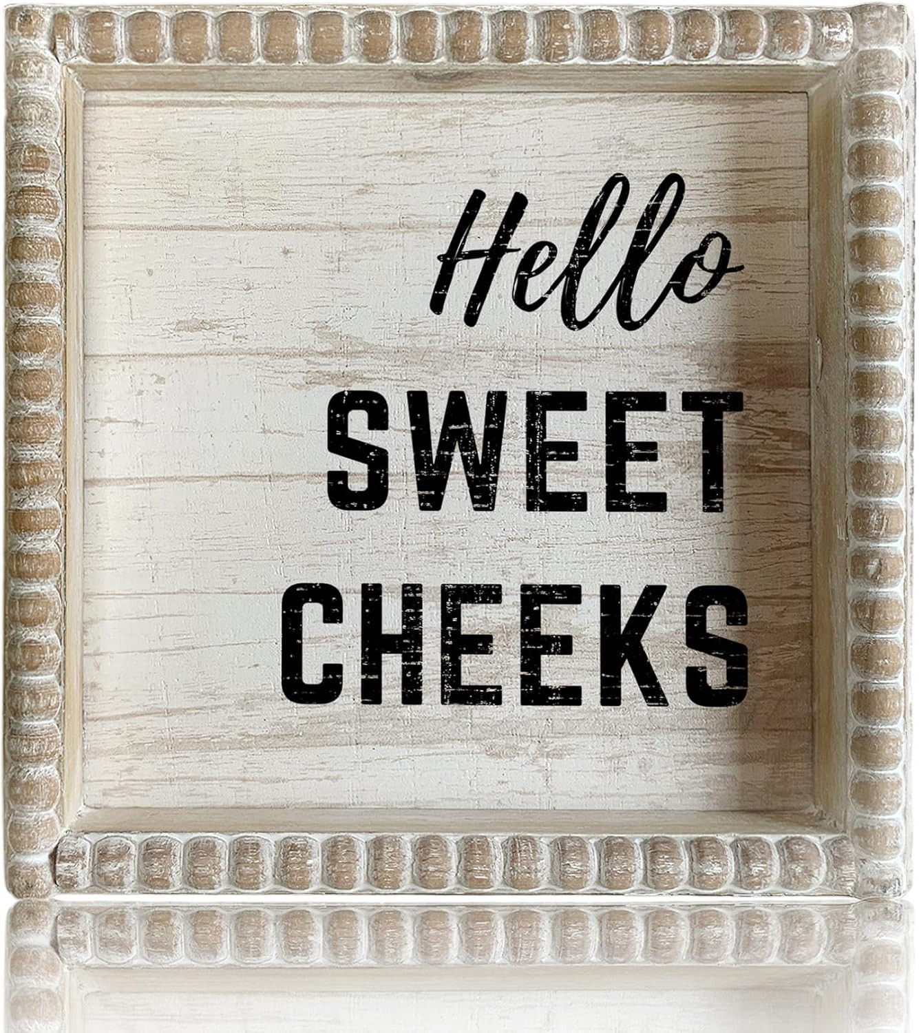 Boho Farmhouse Wooden Framed Bathroom Decor Signs, Funny Restroom Decorative Pla