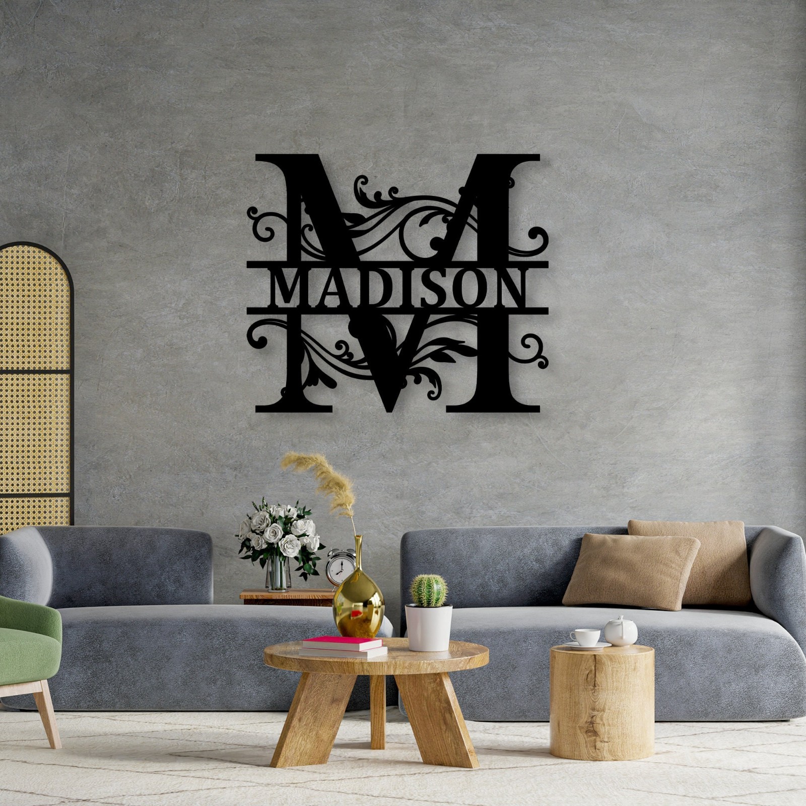 Personalized Monogram Metal Sign, Family Name Wall Decor Gift