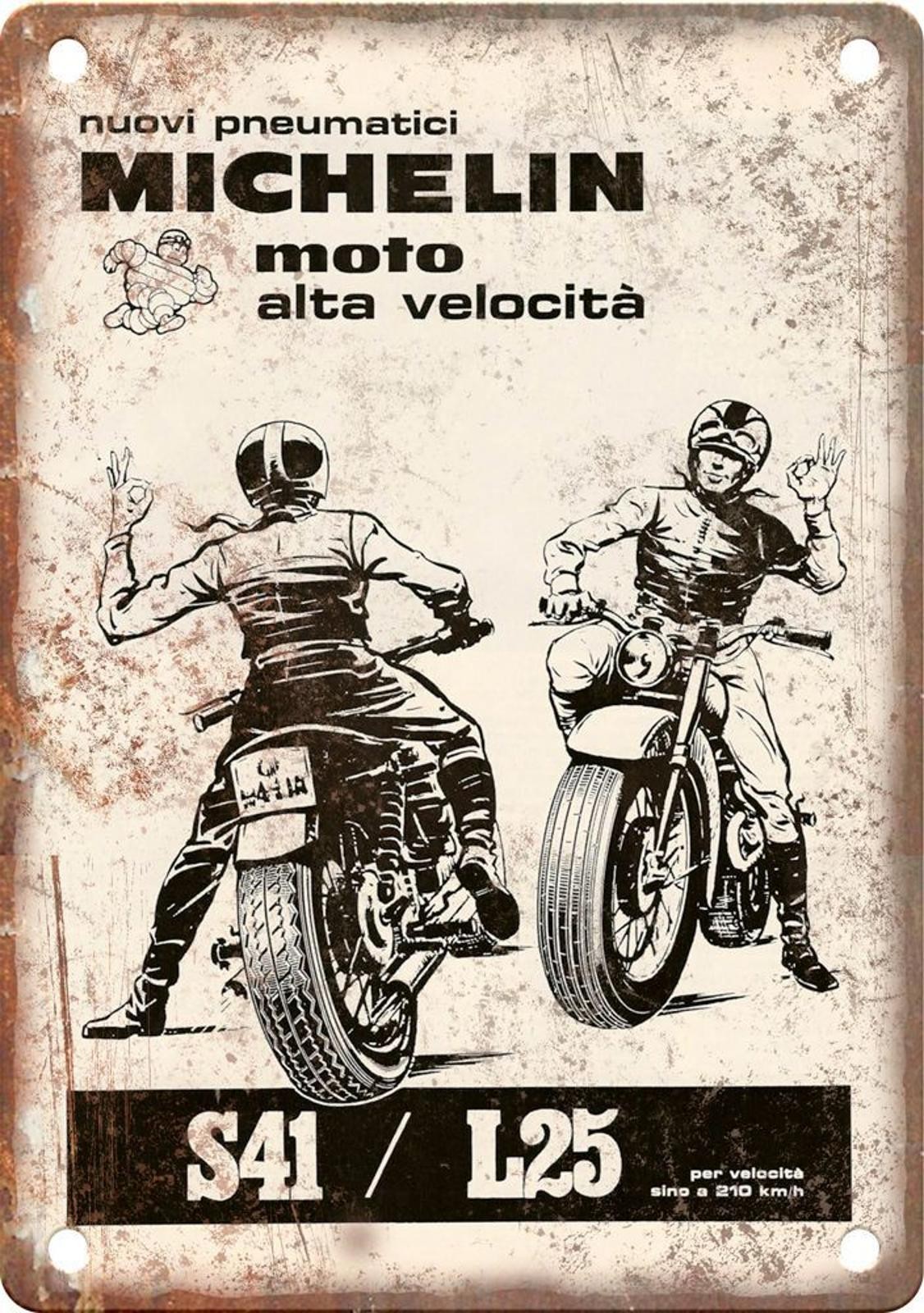 Michelin Motorcycle Sign Vintage Aluminum Metal Reproduction 8×12 Decor
