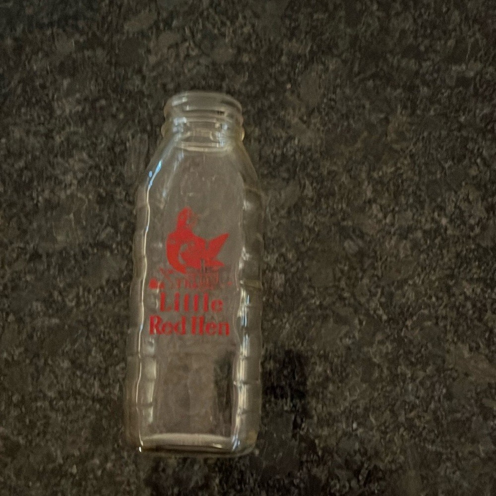 Samuel Callet glass baby bottle. The Little Red Hen. 8oz.