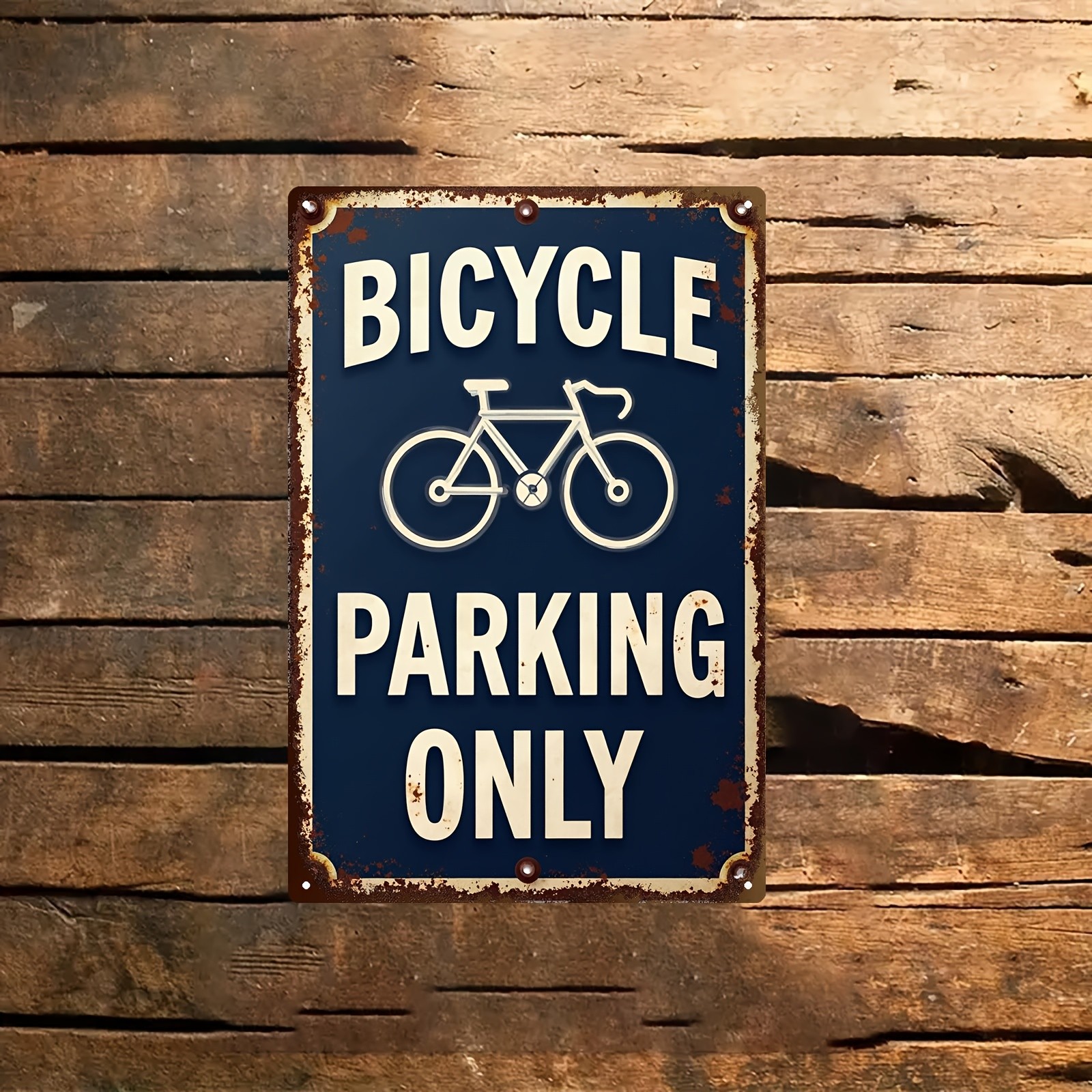 Vintage Bicycle Parking Sign 12×8 Inches Iron Metal