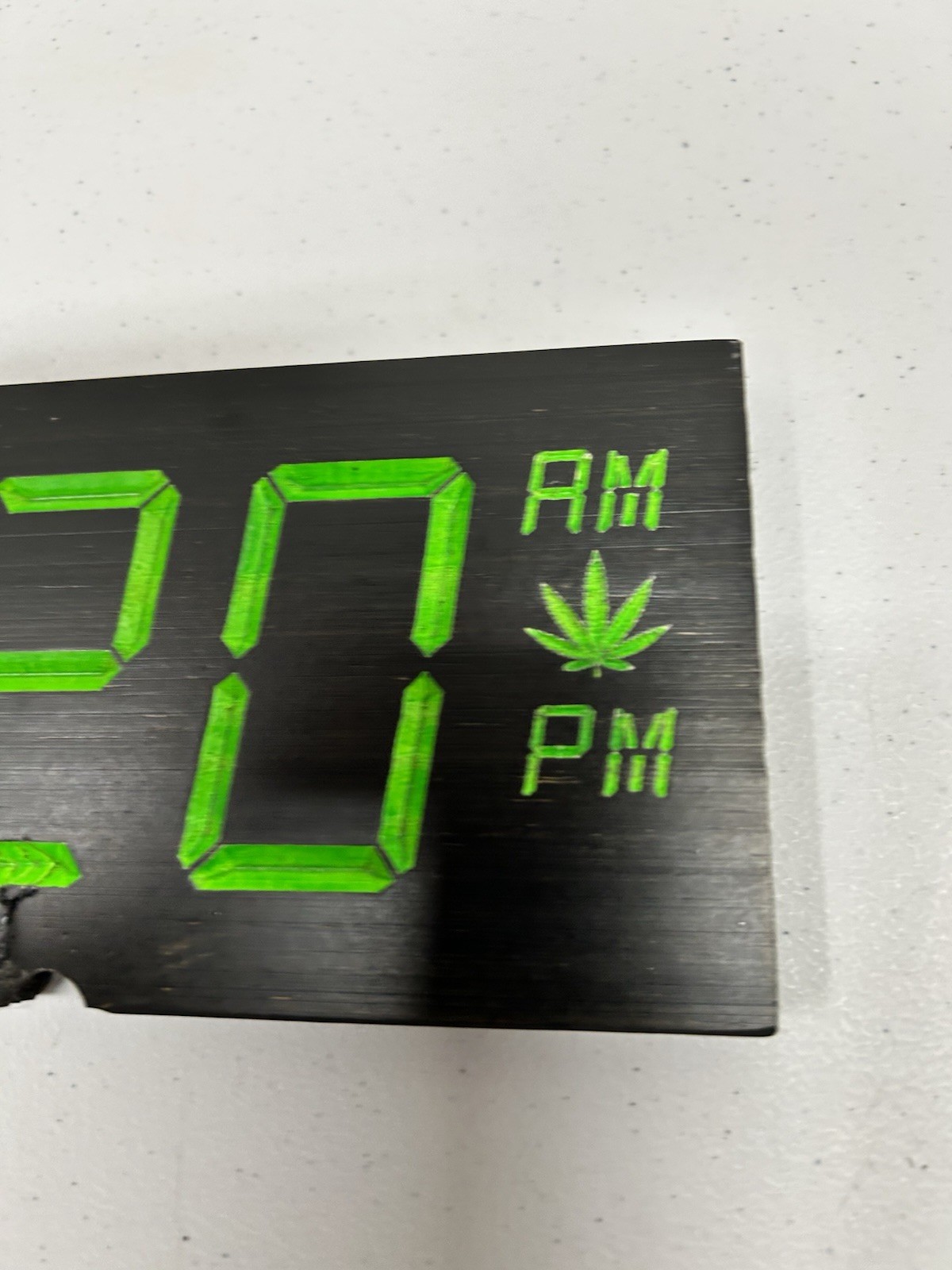 Handcrafted Wooden Time is 420 Faux Digital Clock Marijuana Carved Handmade Sign