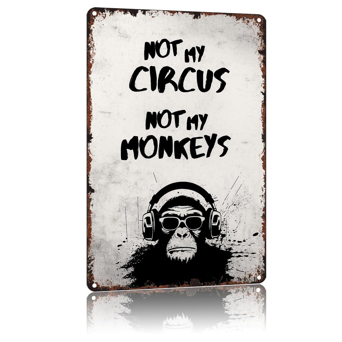 KERUNSM Vintage Not My Circus Monkeys Metal Sign Funny 8″L x 12″W