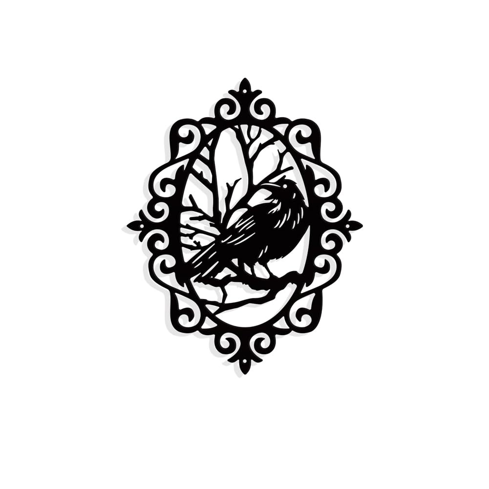 NBEADS Raven-Gothic Metal Wall Art Decor, Vintage Matte Black Wall Hanging De…
